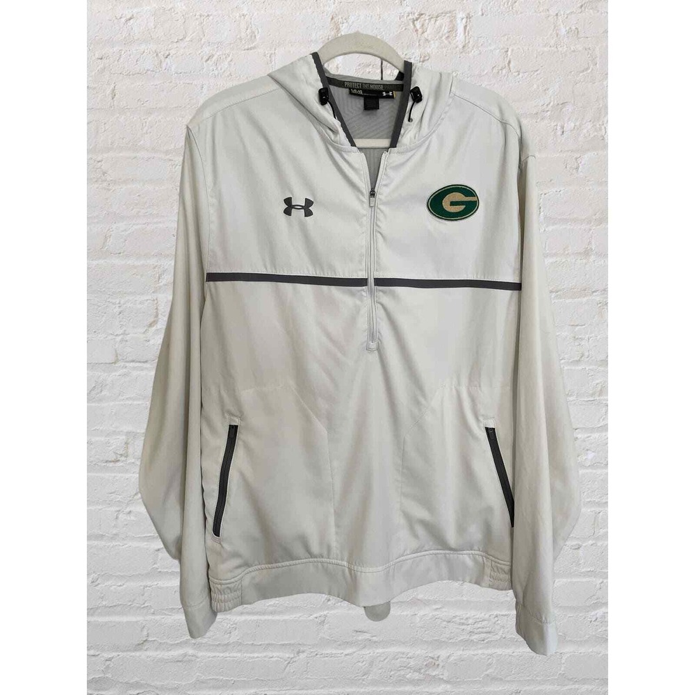 Football Fans Packers Under Armour Cold Gear 1/4 Zip Hoodie White Mens Large‎